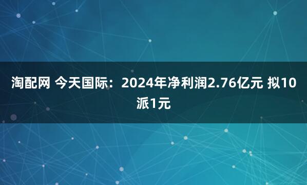 淘配网 今天国际：2024年净利润2.76亿元 拟10派1元